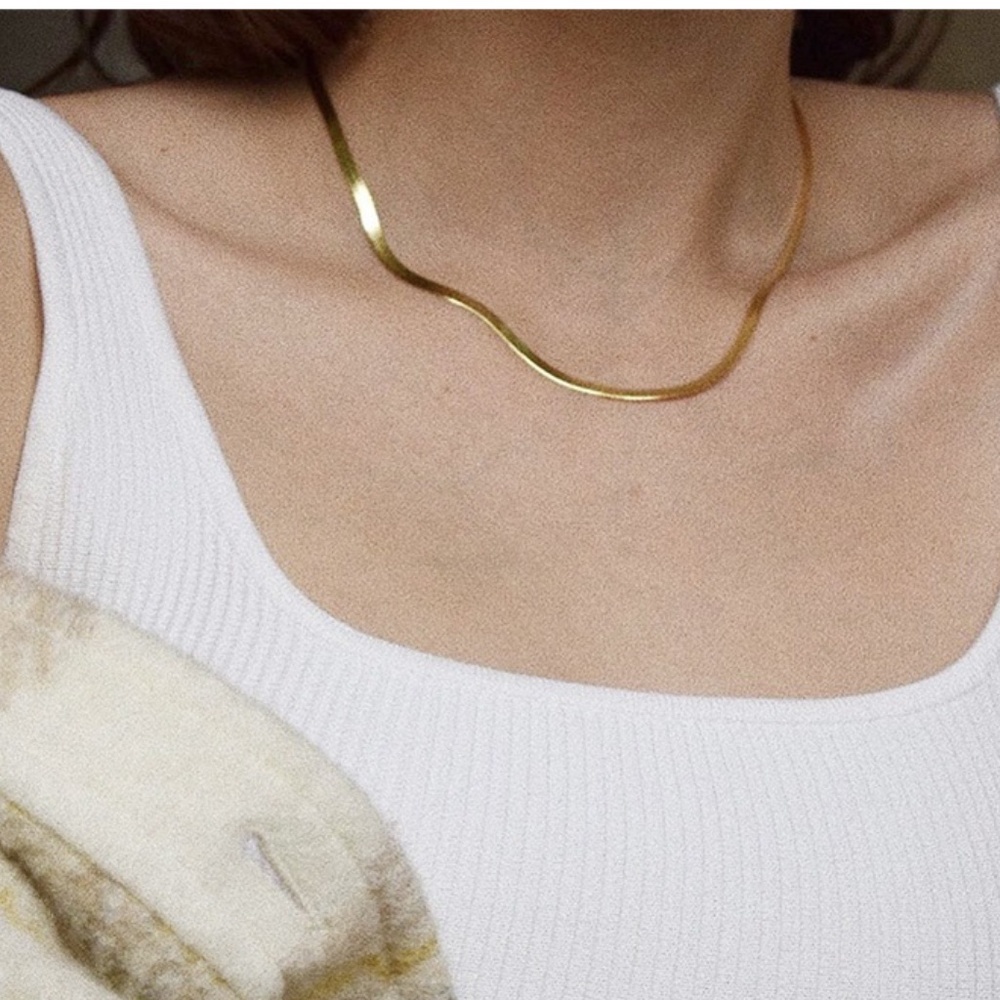 Dara Herringbone 4mm Short Gold Plated Necklace
